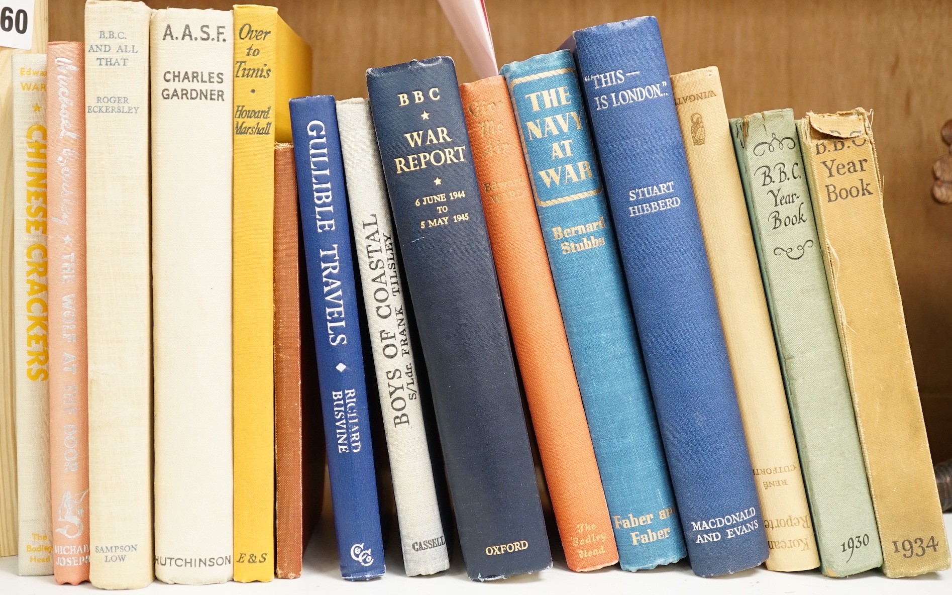 BBC history - a collection of signed books, (15), mainly 1940's -50's, with presentation inscriptions from the author mostly BBC correspondents - Bernard Stubbs, Stuart Hibberd, Howard Marshall, Richard Busvine, Edward W